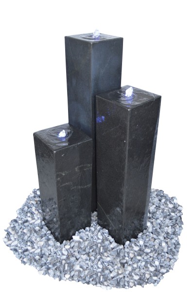 Granit-Säule schwarz, poliert, gebohrt